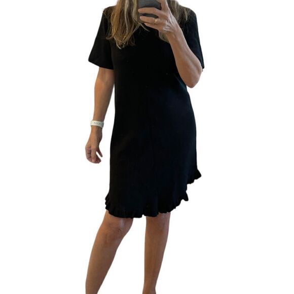 See By Chloe Black Frill Edge Short Sleeves Knit Mini Dress.Size M - Picture 5 of 15